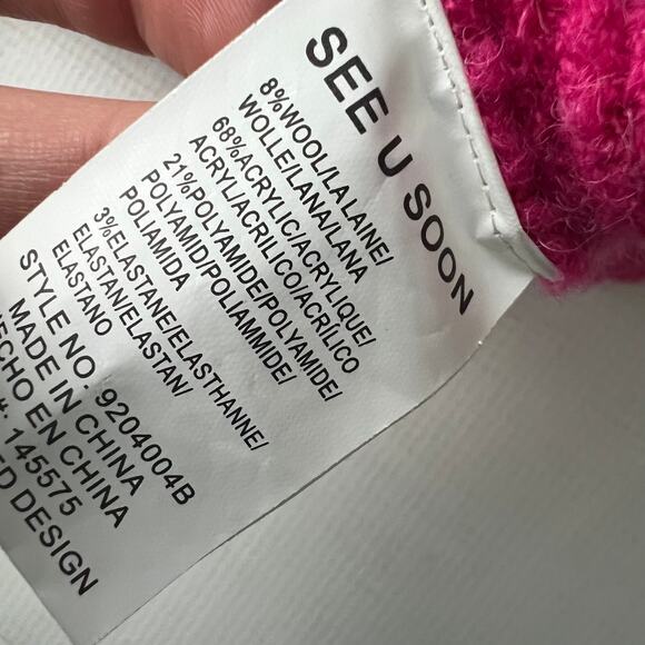 See U Soon Oversized Cardigan Sweater Women Size Medium Colorblock Tan Pink - Picture 9 of 9